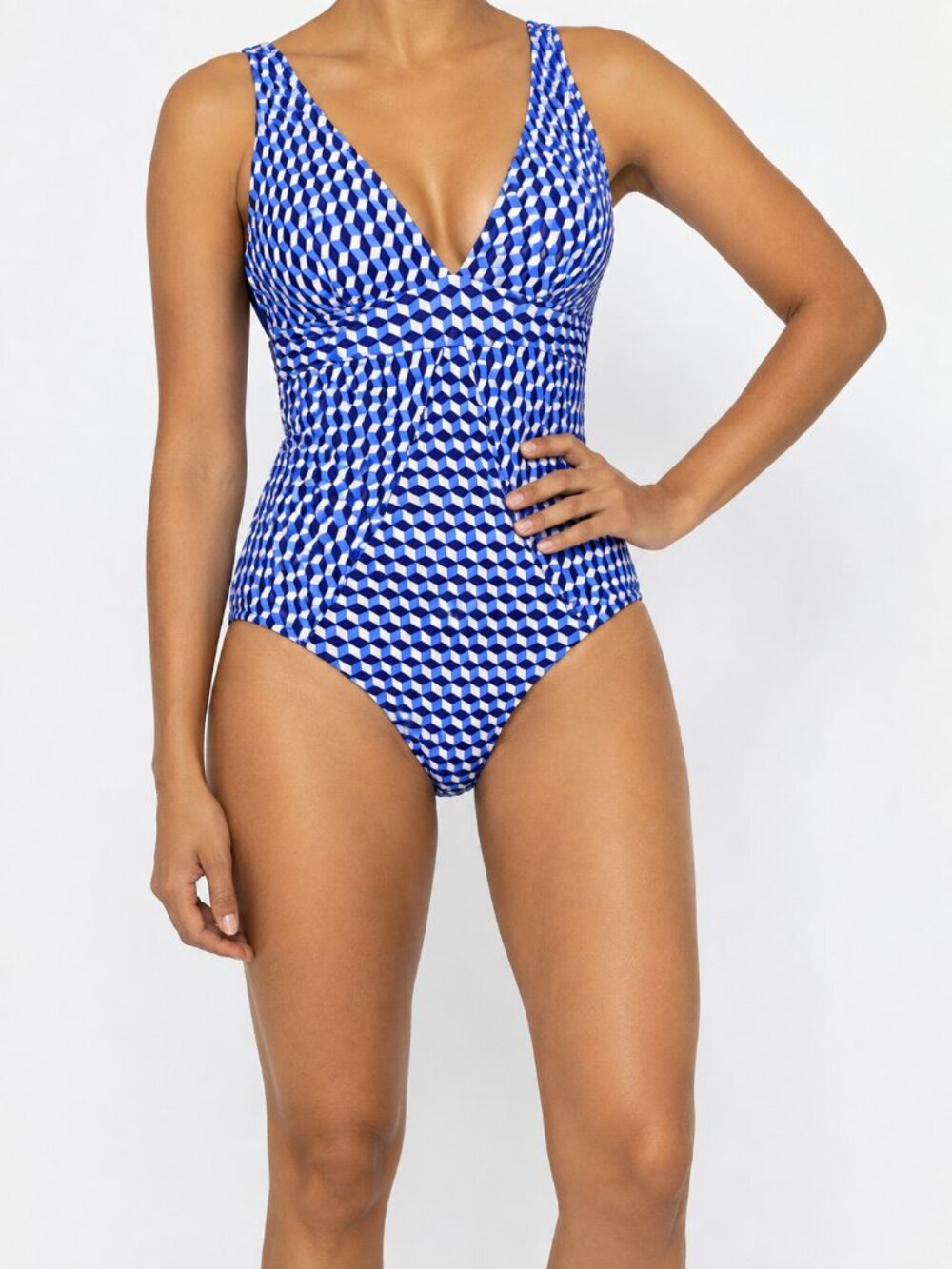 Sea Level Australia Solara Blue Geometric Scoop Back One Piece Swimsuit US 8,NWT